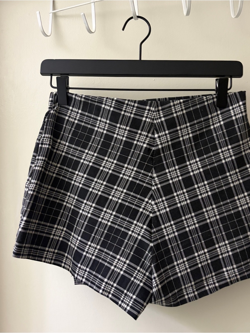 Black and White Plaid Wrap Skort - Picture 3 of 5
